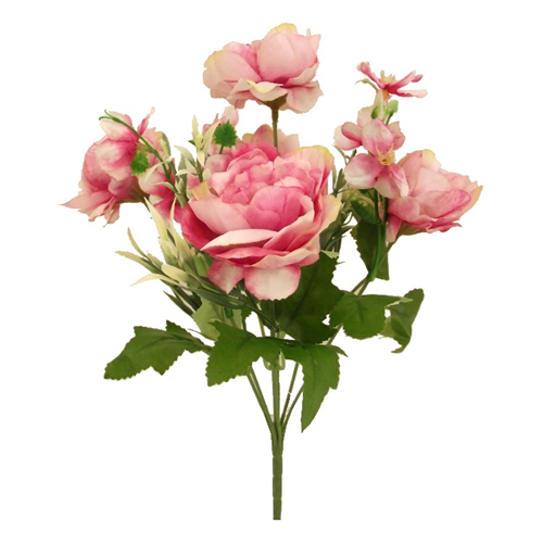 31cm Peony, Hydrangea Bush Pink - Artificial