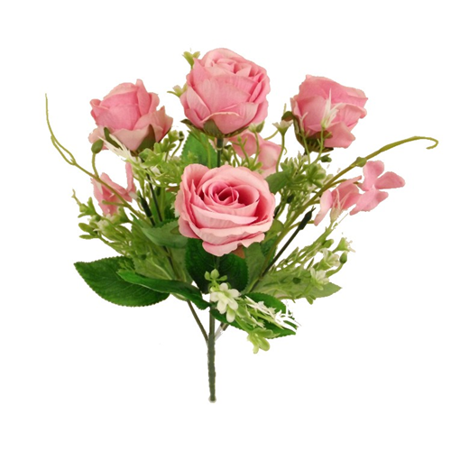 31cm Rose, Hydrangea Bush Pink - Artificial