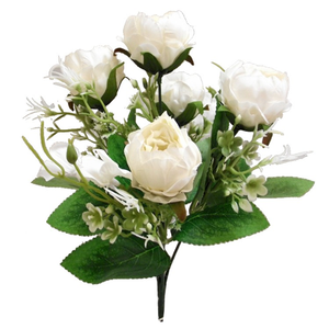 31cm Peony and Hydrangea Bush White - Artificial