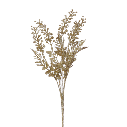 35cm Glittered Berry Bush Gold (XB31+S)