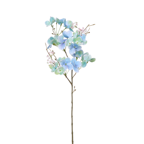 51cm Blue/Green Hydrangea Spray Single Stem - Artificial Flower