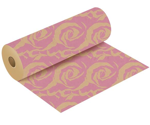 Kraft Paper Roll Finish - Natural Pink Rose Design - 50cm 120m