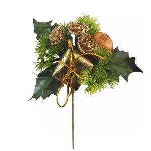25pcs x 50cm Large Wooden Gold Rose Parcel Ball - Christmas Xmas Pick Stick