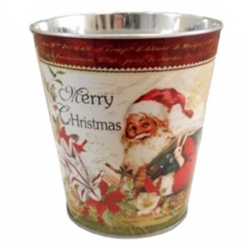 14cm Metal Pot - Merry Christmas Santa