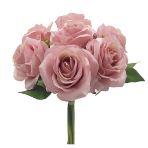 25cm Large Open Rose Bundle (7 Heads) Vintage Pink