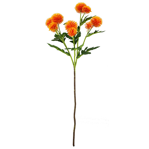 56cm Orange Plastic Pompom Dahlia Spray - Artificial Flower