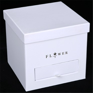 20cm White Square Hat Box Boxes with Gift Compartment - Storage Florist Home Decoration