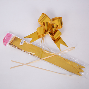 Pack of 10 x 50mm Metallic Gold Pull Bows