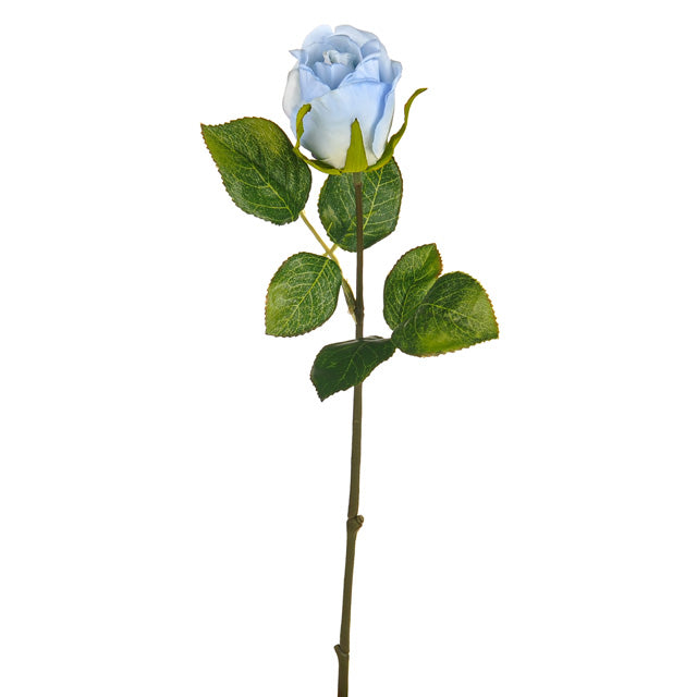 42 cm Blue Rose Bud - Silk Artificial Single Stem