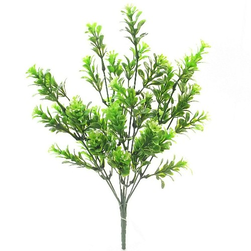 33cm Plastic Filler Bush White Green - Artificial Foliage