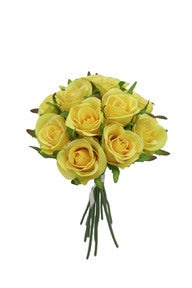 25cm Rosebud Bundle Yellow - 12 Heads - Artificial Flower