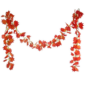 8ft Chainlink Autumn Maple Leaf Garland Red/Orange