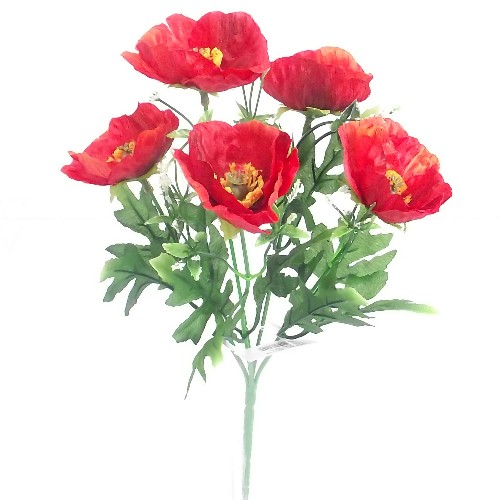 28 cm Artificial Red Poppy Bunch