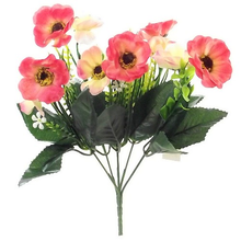 Load image into Gallery viewer, 31cm Poppy And Grass Bush With Foliage Bunch  - Artificial