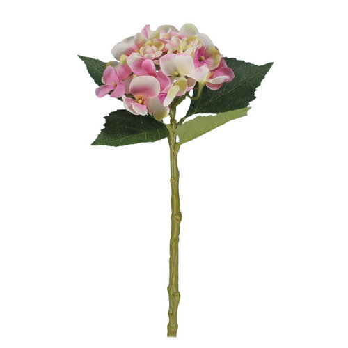 33 cm Artificial Hydrangea Stem Pink/Cream