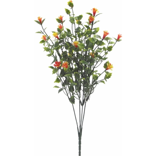 37cm Plastic Filler Foliage Bush With Orange Flowers