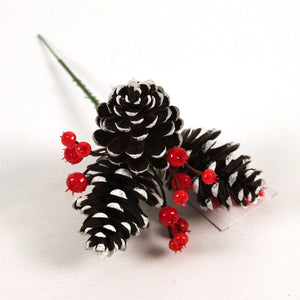 17cm Christmas Xmas Pick with Pine Cone and Red Berries