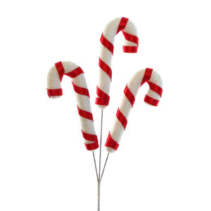 30cm Candy Cane Pick - Red White - Christmas Wreath Decoration