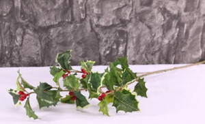 63cm Variegated Mixed Green Holly Berry Spray - Christmas Artificial Flower