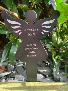 Black & White Plastic Memorial Angel Cherub Stake Graveside Spike Crematorium
