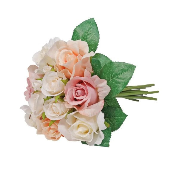 27cm Deluxe Pink Cream Champagne Rosebud Bundle - Artificial Flowers