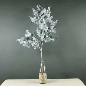 Large White Snowy Pine Cone Branch  - Christmas Artificial Glitter Pine