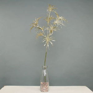 70cm Gold Glitter Arelia Leaf Single Stem Branch - Christmas Xmas Artificial Greenery