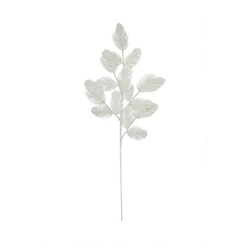 70cm Large White Glitter Feather Spray - Christmas Xmas Artificial (XB30)