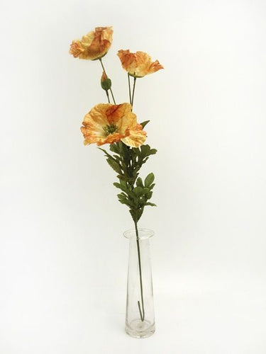 75cm Brown Poppy Spray -  Artificial Silk Flower