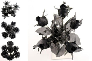 35cm Black Artificial Flower Bunch - Lily Carnation Rose