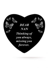 Load image into Gallery viewer, Black and White Memorial Heart Tribute Grave Remembrance Ornament Plaque
