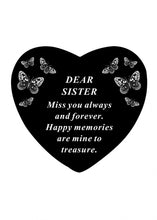 Load image into Gallery viewer, Black and White Memorial Heart Tribute Grave Remembrance Ornament Plaque