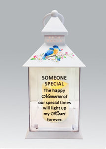 Memorial Light Up Lantern -  Bird Floral Candle Graveside Memory Remembrance