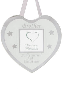 Glass Christmas Memorial Photo Frame Bauble Hanger - Xmas Plaque Verse Graveside