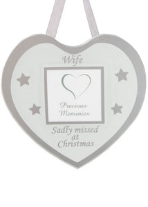 Glass Christmas Memorial Photo Frame Bauble Hanger - Xmas Plaque Verse Graveside