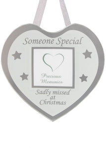 Glass Christmas Memorial Photo Frame Bauble Hanger - Xmas Plaque Verse Graveside