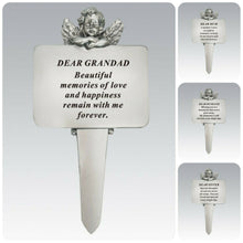 Load image into Gallery viewer, Silver Black Cherub Angel Memorial Stake - Remembrance Graveside Plaque Tribute