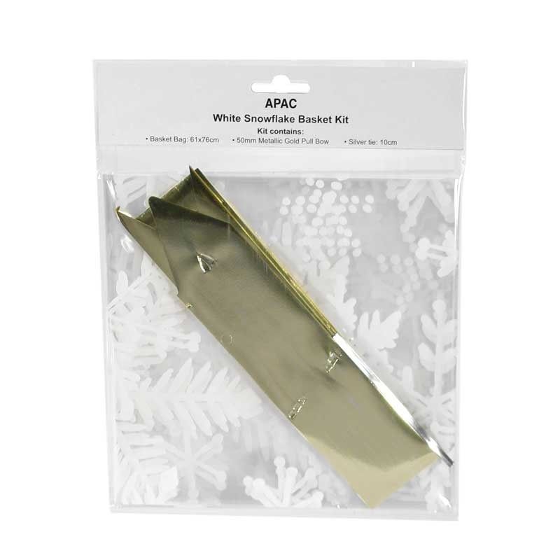 1 x Hamper/Basket Decoration Kit - Bag Bow Tie - Christmas Gold Silver Red White Snowflake