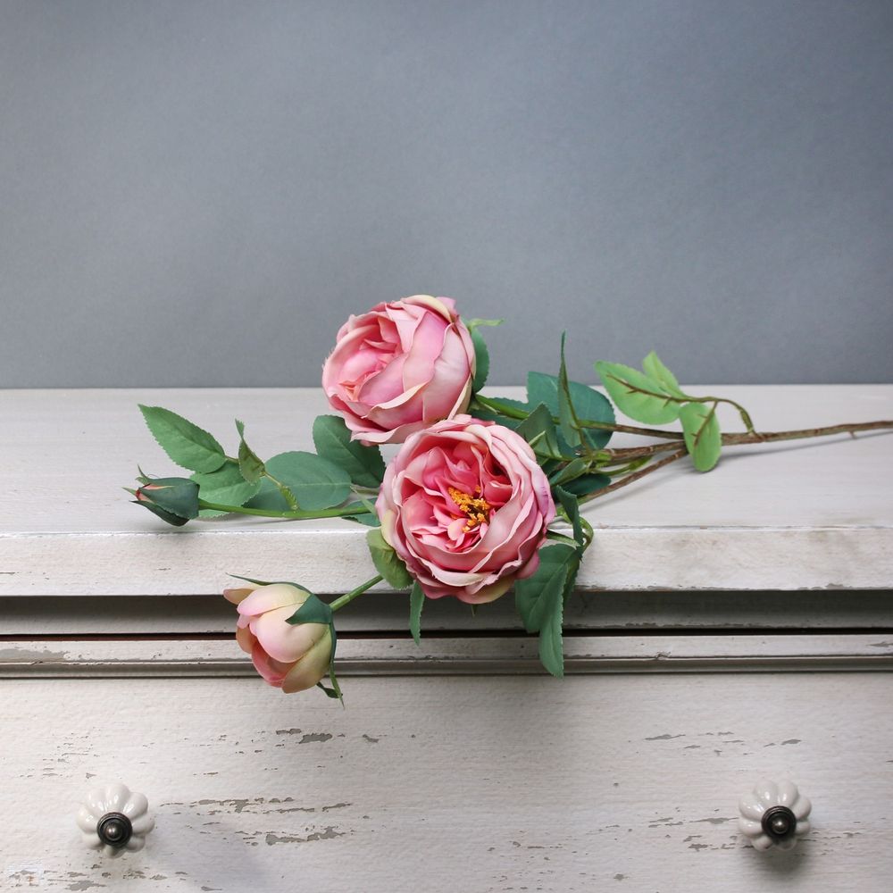Pink Vintage English Rose Spray 69 cm - Artificial Flower