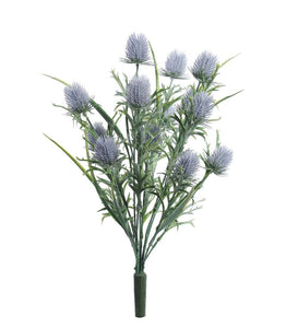 41cm Blue Thistle and Foliage Bush - Artificial Flower