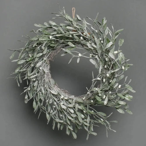 55cm Deluxe Mistletoe Frosted Wreath - Christmas Xmas