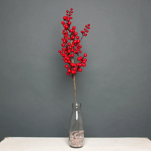 67cm Red Berry Single Stem - Christmas Artificial Xmas