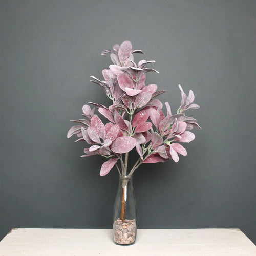 60cm Large Flocked Burgundy Glitter Lambs Ear Bush Bunch - Christmas Artificial Xmas Wreath  (XB6)