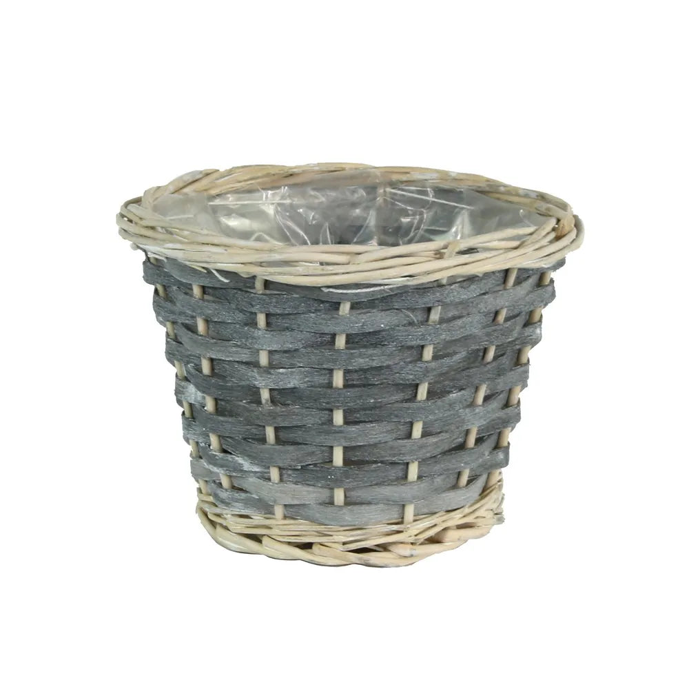 16cm Round Grey Woodchip Basket