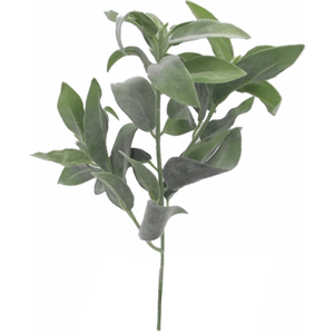 33 cm Artificial Flocked Sage Leaf Pick Grey/Green Foliage