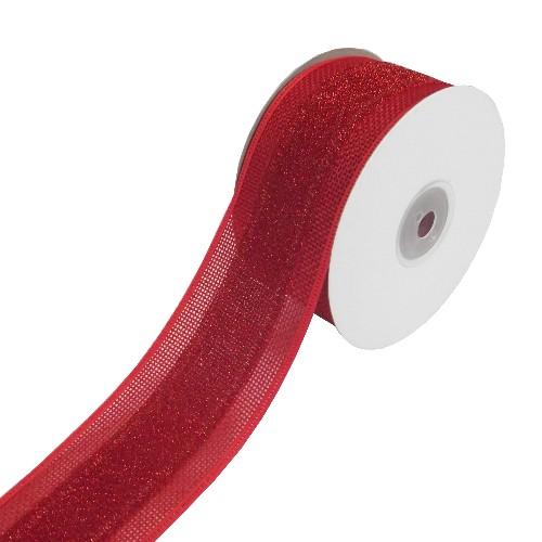50 mm Hessian/Fabric/Woven Edge Ribbon Red