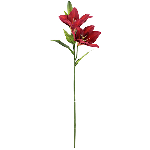 66cm Lily Spray Burgundy/Red Artificial Flower
