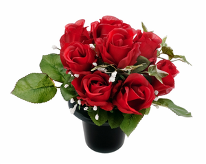 Rosebud and Ivy - Artificial Flower Grave Crem Pot