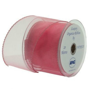 70mm Rose Pink Wired Edge Organza Ribbon