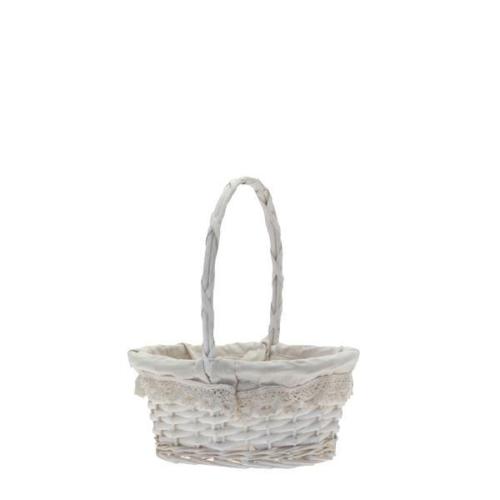 Oval White Lace Trim Basket